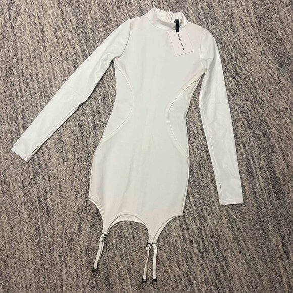 Maniere de Voir Vegan Leather Suspender Dress BNWT - Picture 2 of 7